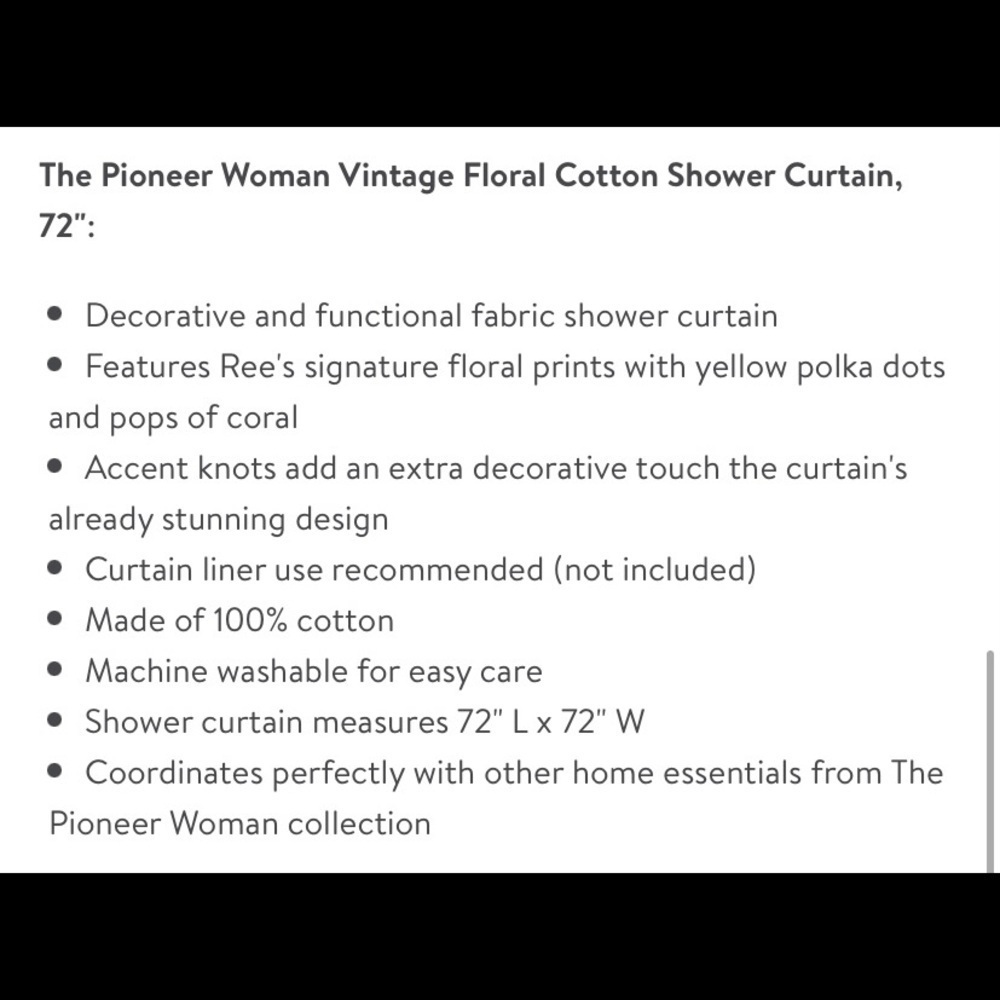 The Pioneer Woman Vintage Floral Cotton Shower Curtain - Picture 6 of 6